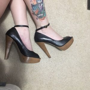 SOLD Colin Stuart Black Peep-toe Heels